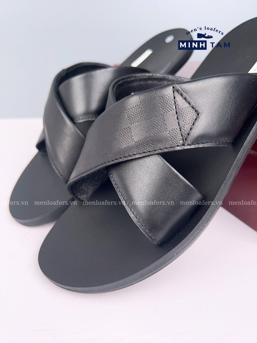 Dép Quai Chéo Da Nam Minh Tâm D1230 Đen – Đế Pháp Chắc Chắn