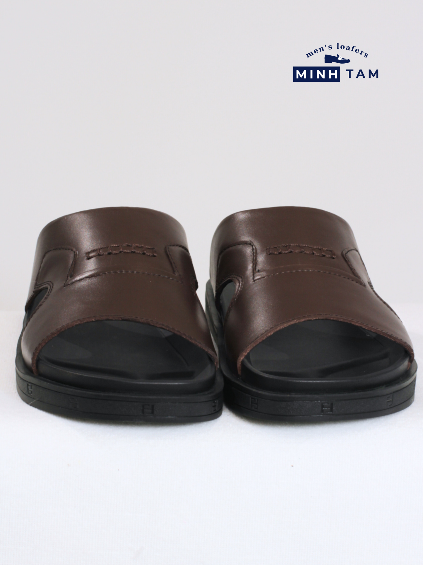 Minh Tam Men's Leather Cross-Strap Sandals - 107-13 Brown
