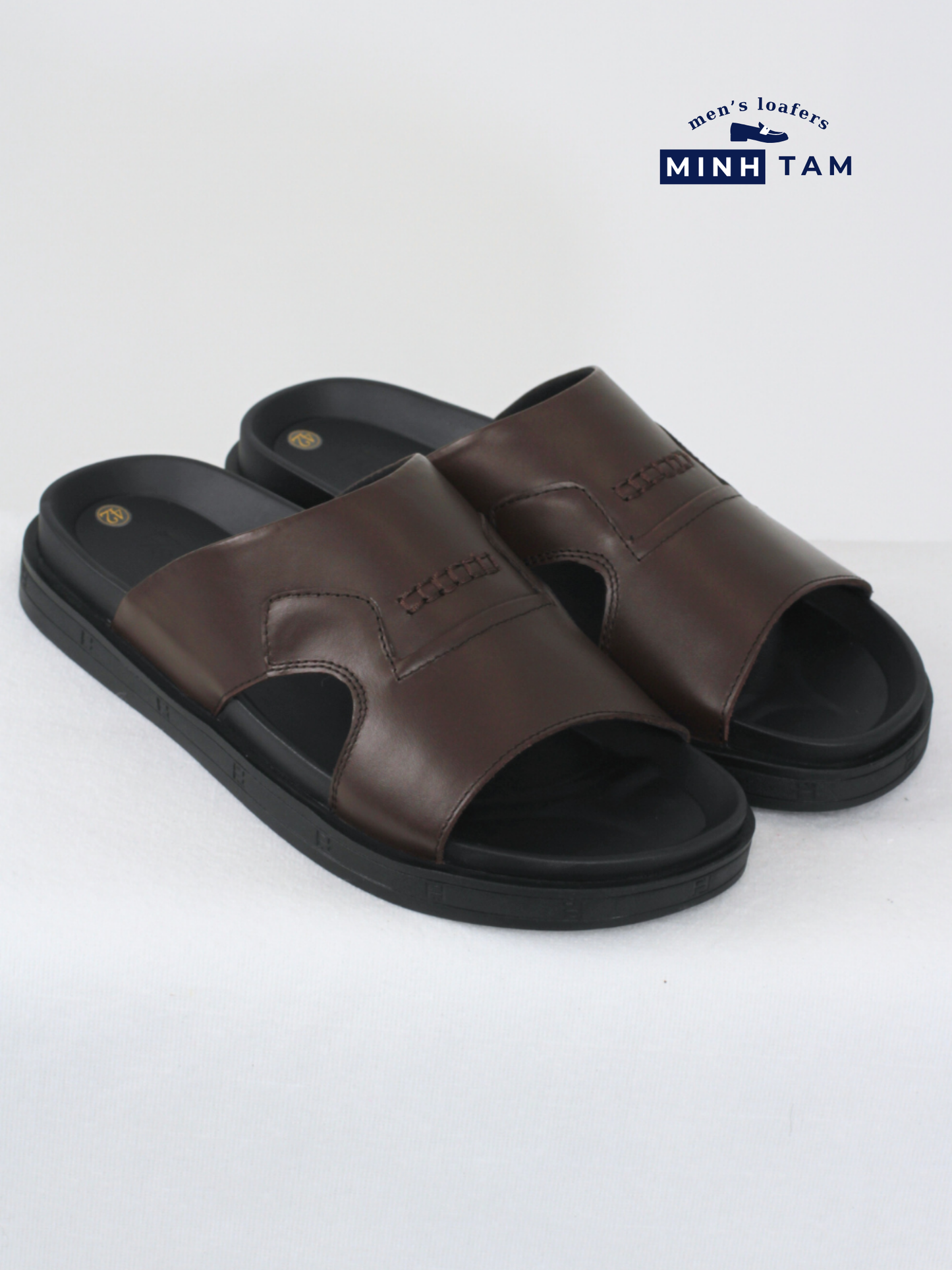 Minh Tam Men's Leather Cross-Strap Sandals - 107-13 Brown