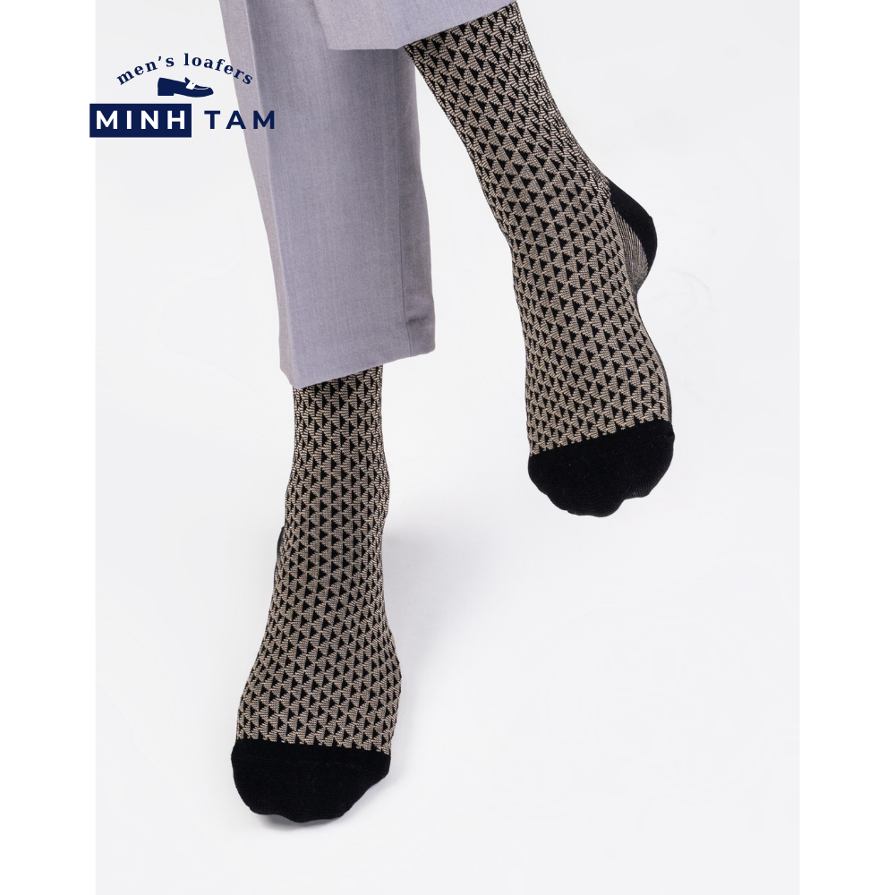 Prime High-Quality Office Shoe Socks Mercerized Cotton Material - Black Tan Pattern, Soft, Absorbent - UPY-H04 - Foot Size 38-44