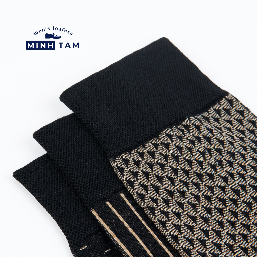 Prime High-Quality Office Shoe Socks Mercerized Cotton Material - Black Tan Pattern, Soft, Absorbent - UPY-H04 - Foot Size 38-44