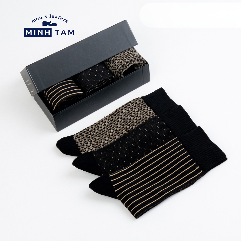 Prime High-Quality Office Shoe Socks Mercerized Cotton Material - Black Tan Pattern, Soft, Absorbent - UPY-H04 - Foot Size 38-44