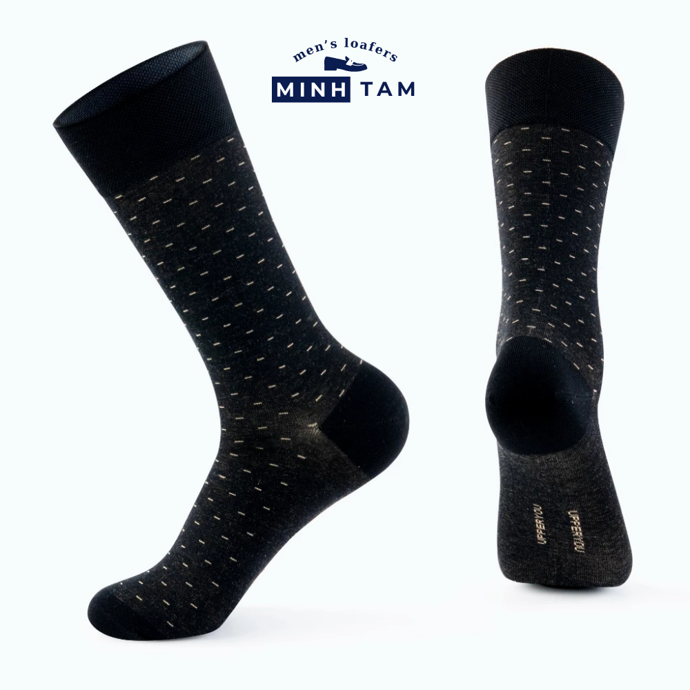 Prime High-Quality Office Shoe Socks Mercerized Cotton Material - Black Tan Pattern, Soft, Absorbent - UPY-H04 - Foot Size 38-44