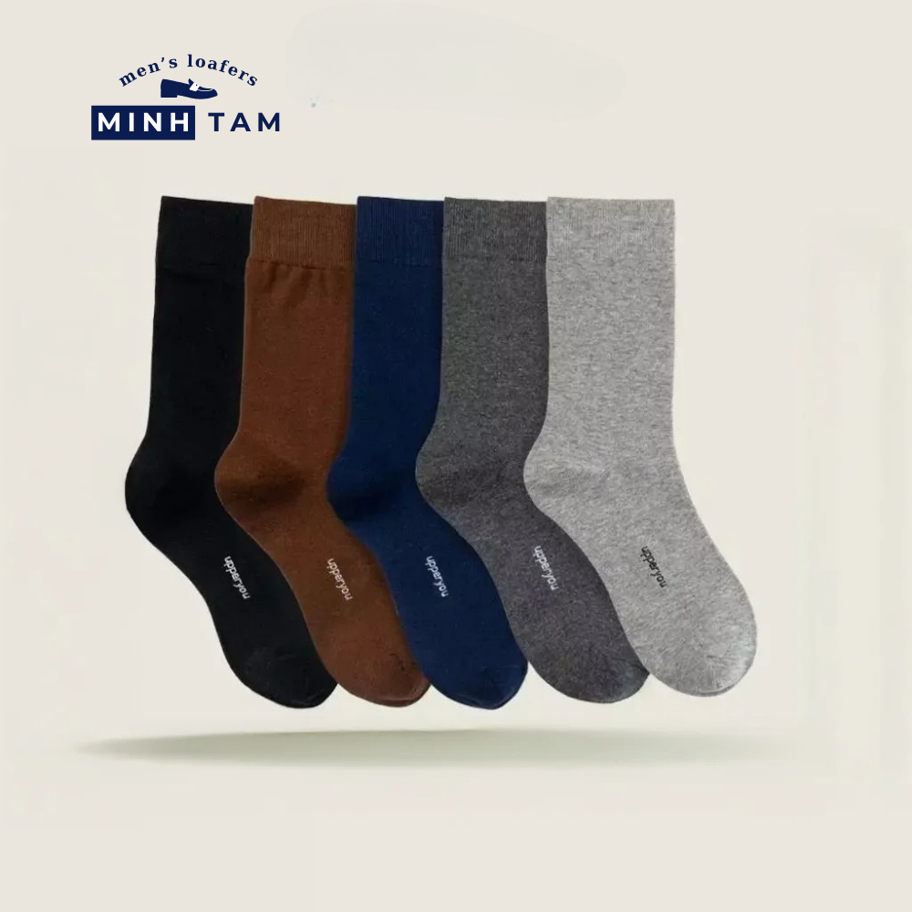 High-top Plain Office Shoe Socks UPY01 - Natural Cotton Thick, Soft, Breathable, Deodorizing Extra Soft