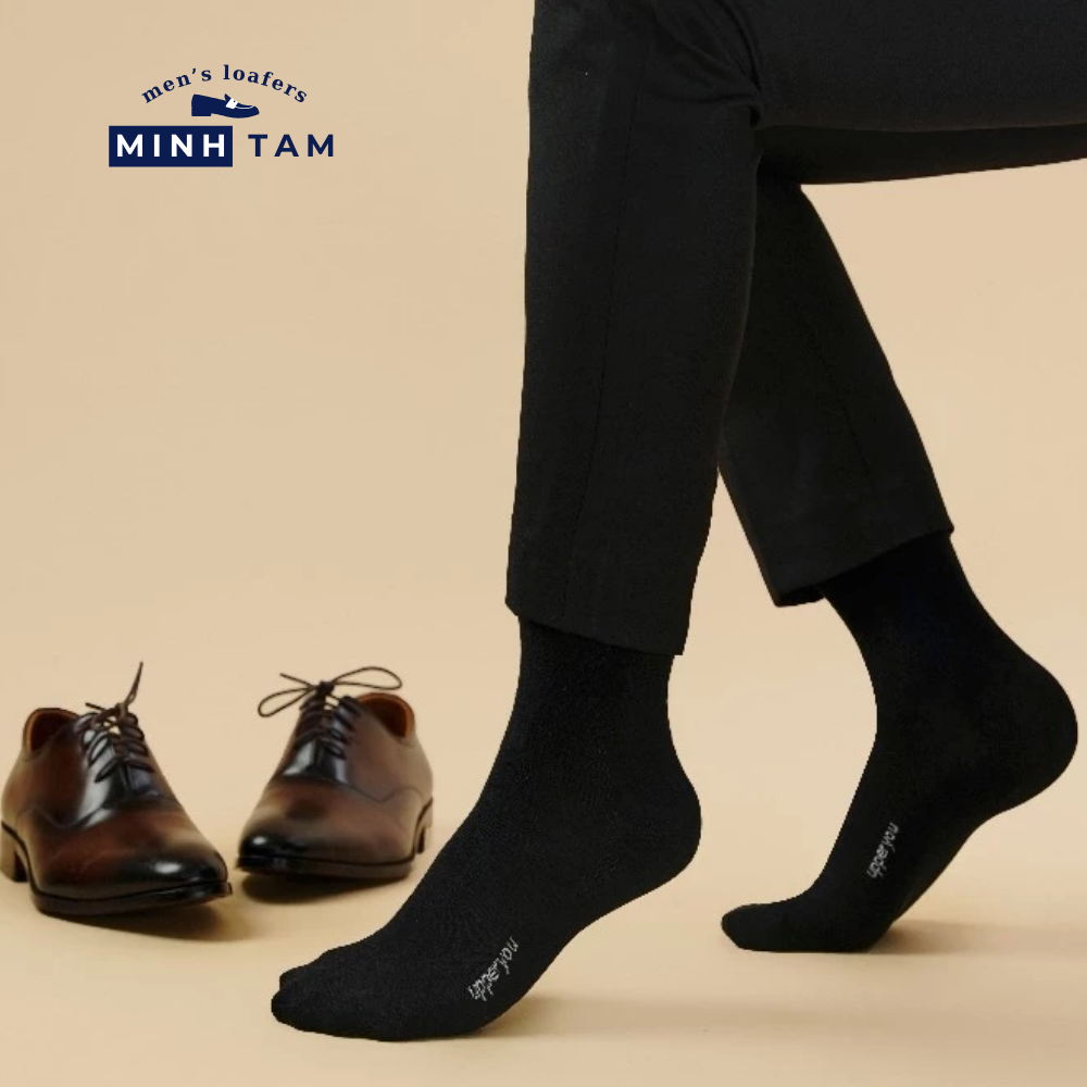 High-top Plain Office Shoe Socks UPY01 - Natural Cotton Thick, Soft, Breathable, Deodorizing Extra Soft