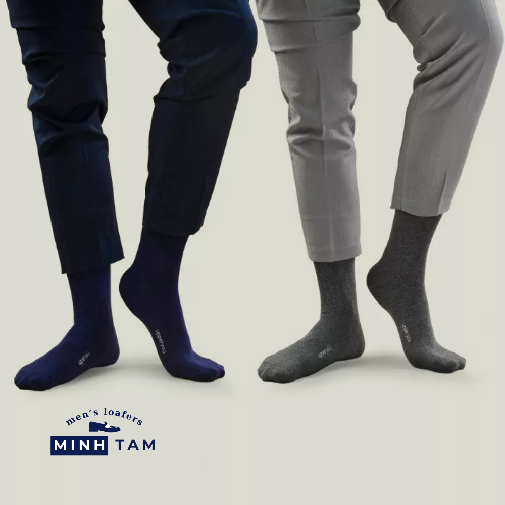 High-top Plain Office Shoe Socks UPY01 - Natural Cotton Thick, Soft, Breathable, Deodorizing Extra Soft