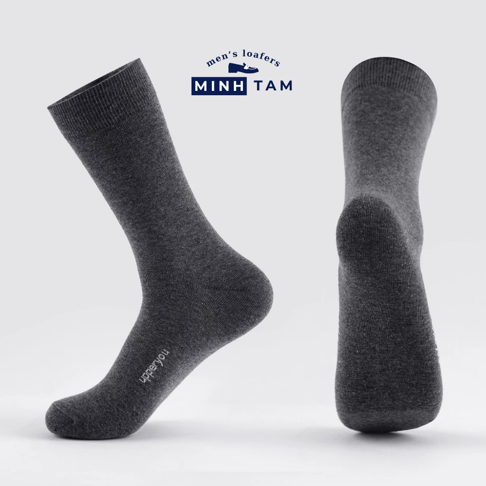 High-top Plain Office Shoe Socks UPY01 - Natural Cotton Thick, Soft, Breathable, Deodorizing Extra Soft