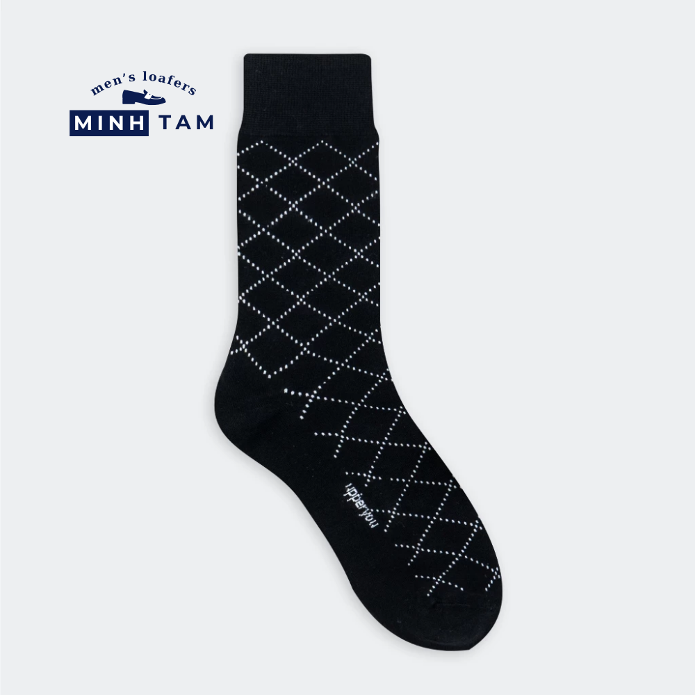 Men's Black Loafer Socks With High-top Plain Pattern UPY-H01 - Natural Cotton Thick, Soft, Breathable, Deodorizing Extra Soft