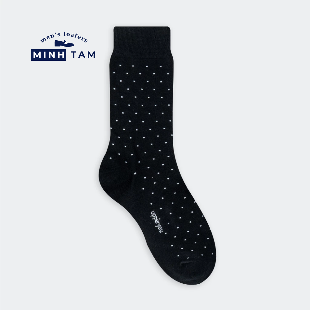 Men's Black Loafer Socks With High-top Plain Pattern UPY-H01 - Natural Cotton Thick, Soft, Breathable, Deodorizing Extra Soft