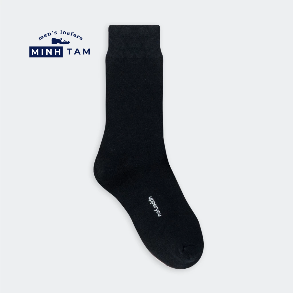 Men's Black Loafer Socks With High-top Plain Pattern UPY-H01 - Natural Cotton Thick, Soft, Breathable, Deodorizing Extra Soft