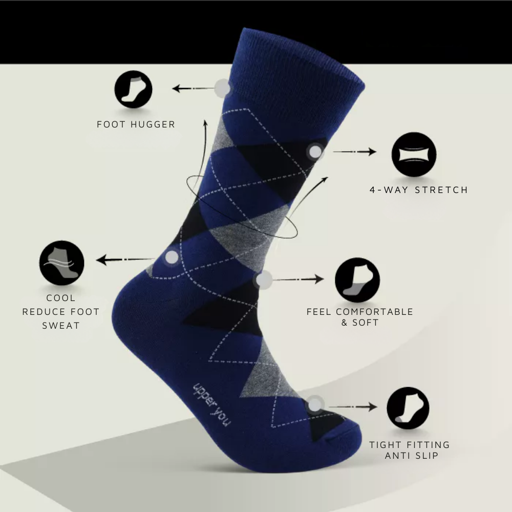 High-top Office Socks Diamond-Shaped UPY-H02 - Natural Cotton Thick, Soft, Breathable Deodorizing