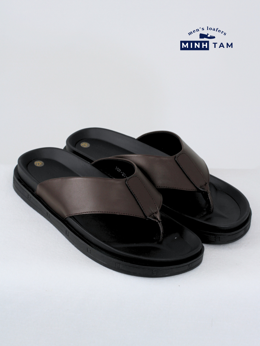 Dép Kẹp Quai Da Nam Minh Tâm 107-21 – Nâu