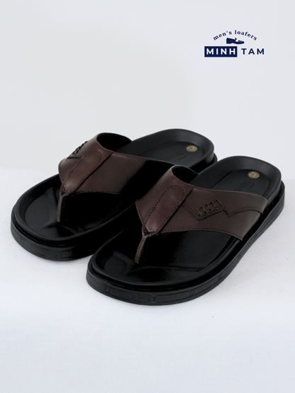 Dép Kẹp Quai Da Nam Minh Tâm - 107-20 Nâu