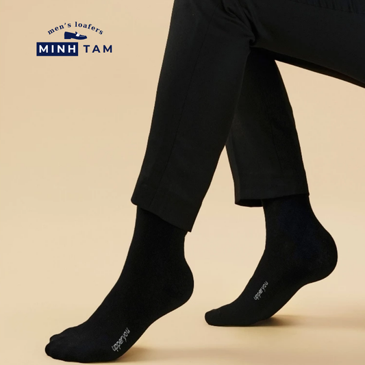 High-top Plain Office Shoe Socks UPY01 - Natural Cotton Thick, Soft, Breathable, Deodorizing Extra Soft