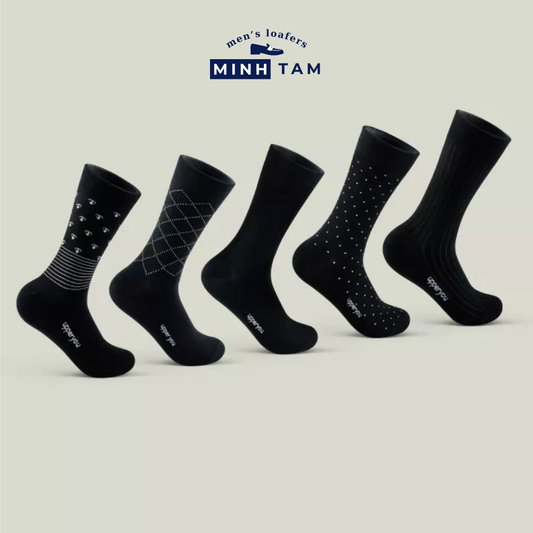 Men's Black Loafer Socks With High-top Plain Pattern UPY-H01 - Natural Cotton Thick, Soft, Breathable, Deodorizing Extra Soft