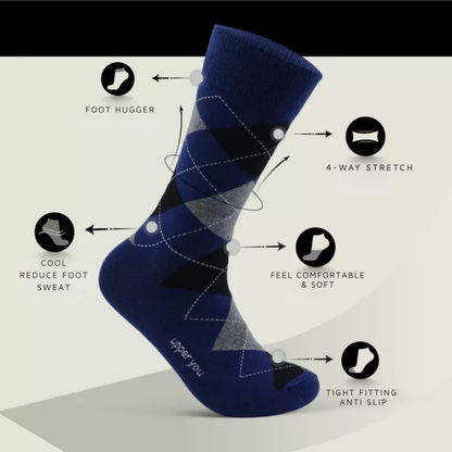 High-top Office Socks Diamond-Shaped UPY-H02 - Natural Cotton Thick, Soft, Breathable Deodorizing