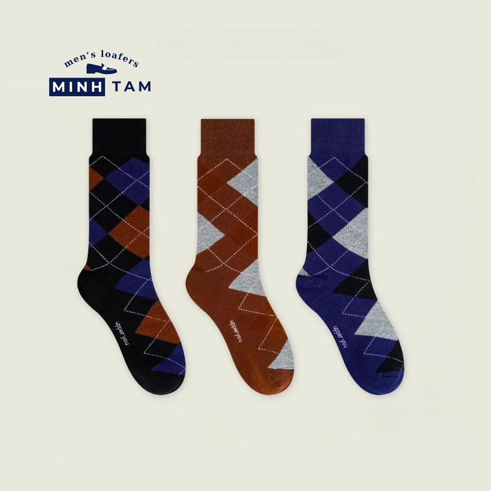 High-top Office Socks Diamond-Shaped UPY-H02 - Natural Cotton Thick, Soft, Breathable Deodorizing