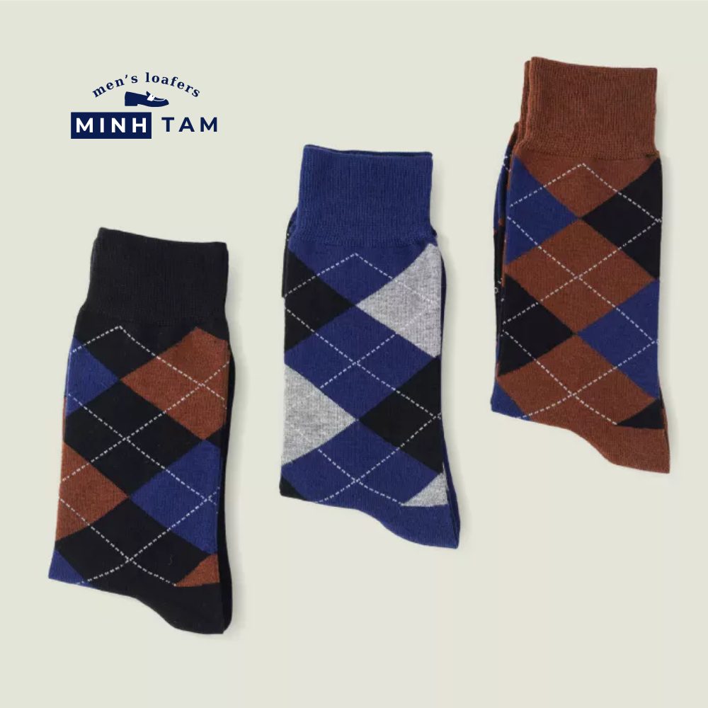 High-top Office Socks Diamond-Shaped UPY-H02 - Natural Cotton Thick, Soft, Breathable Deodorizing