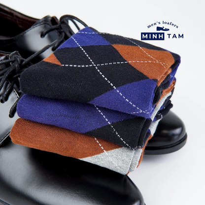 High-top Office Socks Diamond-Shaped UPY-H02 - Natural Cotton Thick, Soft, Breathable Deodorizing