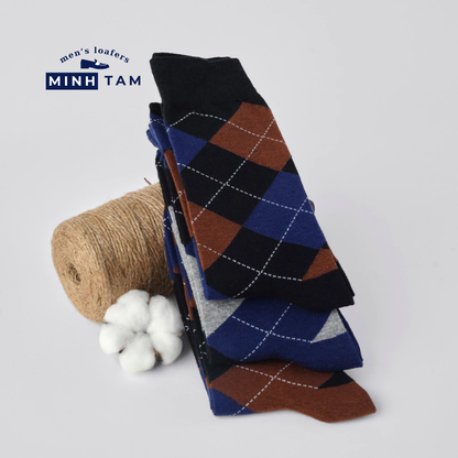 High-top Office Socks Diamond-Shaped UPY-H02 - Natural Cotton Thick, Soft, Breathable Deodorizing